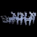 ARDEBO.de - Rentiere Schlitten Weihnachtsdekoration 320 LEDs Acryl