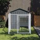 ARDEBO.de - Hundehütte mit Auslauf Anthrazit 117x201x123cm Verzinkter Stahl