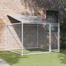 ARDEBO.de - Hundezwinger mit Dach und Tür Grau 2x2x2 m Verzinkter Stahl