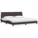 ARDEBO.de - Bett mit Matratze Dunkelbraun 200x200 cm Stoff