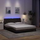 ARDEBO.de - Bettgestell mit LED ohne Matratze Dunkelbraun 160x200 cm Stoff