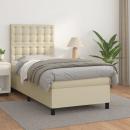 ARDEBO.de - Boxspringbett mit Matratze Creme 90x190 cm Kunstleder