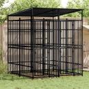 Outdoor-Hundezwinger mit Dach Stahl 3,69 m²