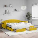 ARDEBO.de - Tagesbett Ausziehbar mit Schubladen Gelb 100x200 cm Samt