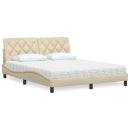 ARDEBO.de - Bett mit Matratze Creme 160x200 cm Stoff