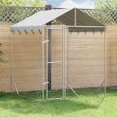 Outdoor-Hundezwinger mit Dach Silber 2x2x2,5 m Verzinkter Stahl