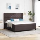 LED Boxspringbett mit Kopfteil Dunkelbraun 180 x 200 cm Stoff