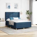 Boxspringbett mit LED-Lichtleisten Blau 140 x 200 cm Stoff