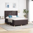 Boxspringbett mit LED-Lichtleisten Braun 160 x 200 cm Stoff