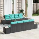 Gartensofa-set 9 stk. Schwarz Poly-Rattan