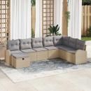 Sofa Set 8 stk. Beige und Hellgrau Poly-Rattan