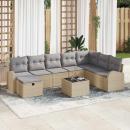 Sofa Set 9 Stk. Beige und Hellgrau Poly-Rattan