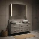 Badezimmermöbel-Set 4 stk. Grau Sonoma Ingenieurholz und Glas