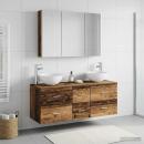 Badezimmermöbel-Set 4 stk. Altholz Ingenieurholz und Glas