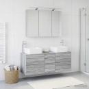 Badezimmermöbel-Set 4 stk. Grau Sonoma Ingenieurholz und Glas