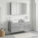 Badezimmermöbel-Set 4 stk. Grau Sonoma Ingenieurholz und Glas