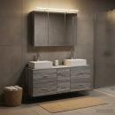 Badezimmermöbel-Set 4 stk. Grau Sonoma Ingenieurholz und Glas