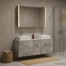 Badezimmermöbel-Set 4 stk. Betongrau Ingenieurholz und Glas