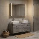 Badezimmermöbel-Set 4 stk. Grau Sonoma Ingenieurholz und Glas