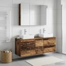 Badezimmermöbel-Set 4 stk. Altholz Ingenieurholz und Glas