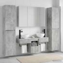 Badezimmermöbel-Set 6 stk. Betongrau Ingenieurholz und Glas