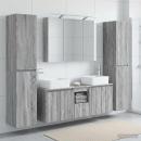 Badezimmermöbel-Set 6 stk. Grau Sonoma Ingenieurholz und Glas