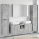 Badezimmermöbel-Set 6 stk. Betongrau Ingenieurholz und Glas