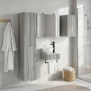 Badezimmermöbel-Set 5 stk. Grau Sonoma Ingenieurholz und Glas