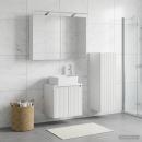 Badezimmermöbel-Set 4 stk. Weiß Ingenieurholz und Glas