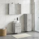 Badezimmermöbel-Set 4 stk. Betongrau Ingenieurholz und Glas