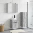 Badezimmermöbel-Set 4 stk. Grau Sonoma Ingenieurholz und Glas