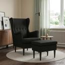 Sessel mit Fußhocker 2 stk. Schwarz Stoff