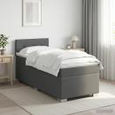 Boxspringbett mit Matratze Dunkelgrau 90 x 190 cm Stoff