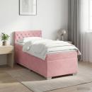 Boxspringbett mit Matratze mit Kopfteil Rosa 90 x 200 cm Samt