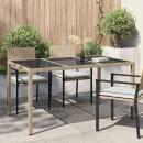 ARDEBO.de - Gartentisch Beige 150 x 90 x 75 cm Poly-Rattan