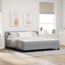 Boxspringbett mit Kopfteil Hellgrau 180 x 200 cm Stoff