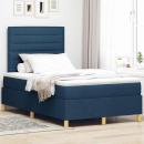 LED Boxspringbett mit Kopfteil Blau 120 x 200 cm Stoff