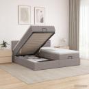 Ottoman Bett mit Matratze mit Kopfteil 2 Stk. Taupe Stoff