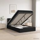 Ottoman-Bett mit Matratze und LED Schwarz 120 x 190 cm Stoff