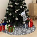 ARDEBO.de - Luxus-Weihnachtsbaumdecke mit Socke Grau 90 cm Stoff