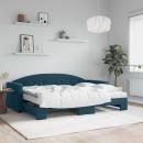 Tagesbett Ausziehbar mit Matratzen Blau 80x200 cm Samt