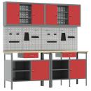 Werkbank-Set 8 stk. Rot und Grau Pulverbeschichteter Stahl