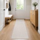ARDEBO.de - Teppich Creme 50 x 400 cm 100% Polyester 3 mm Waschbar