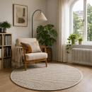 ARDEBO.de - Teppich Beige Ø 120 cm 100% Polyester 3 mm Waschbar
