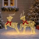 ARDEBO.de - Weihnachtsrentier 2 stk. 40 LEDs Warmes Weiß 43 x 19 x 65 cm