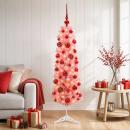 ARDEBO.de - Künstlicher schlanker Weihnachtsbaum mit Kugeln 150 cm 150 LEDs