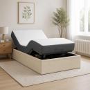 ARDEBO.de - Elektrisch verstellbares Bettgestell Creme 200 x 100 x 33,5 cm