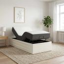 ARDEBO.de - Elektrisch verstellbares Bettgestell Weiß 200 x 90 x 33,5 cm