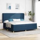 Boxspringbett mit Matratze Dunkelgrau 90x190 cm Blau Stoff