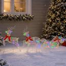 Weihnachtsrentier mit Schlitten 3 stk. 60 LEDs Mehrfarbig